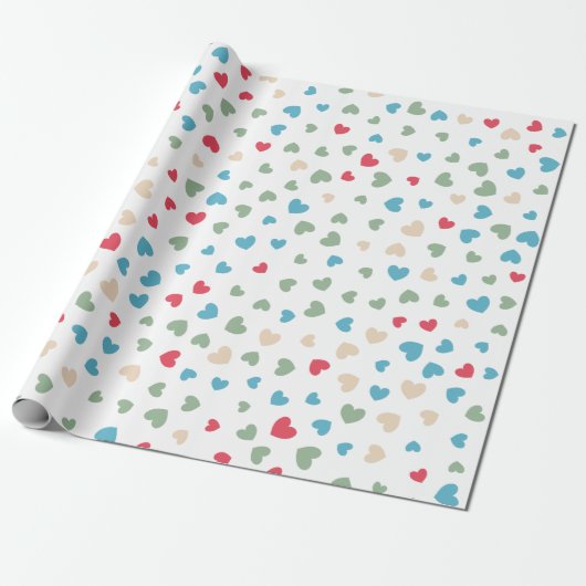 Papier Cadeau Cute Love Hearts Valentines Day (Déroulé)