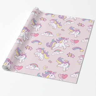 Papier Cadeau Cute Magique Unicorn Pastel couleur personnalisée