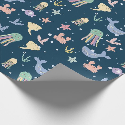 Papier Cadeau Cute Marine Vie Motif sans joint (Coin)