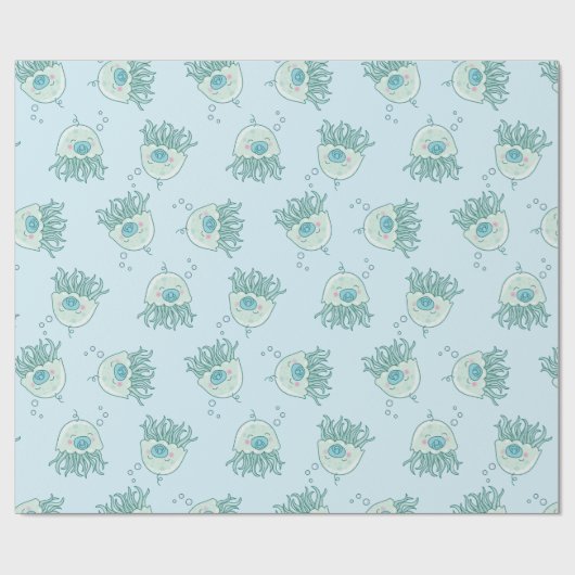 Papier Cadeau Cute méduse Baby shower Kawaii Blue Boy (Plat)