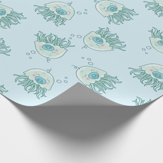 Papier Cadeau Cute méduse Baby shower Kawaii Blue Boy (Coin)
