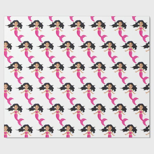 Papier Cadeau Cute Mermaid à queue rose Thunder_Cove (Plat)