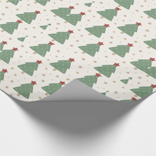 Papier Cadeau Cute Minimalist Christmas Tree Pattern – Festive (Coin)