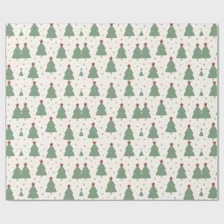 Papier Cadeau Cute Minimalist Christmas Tree Pattern – Festive