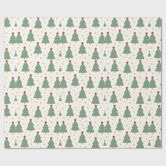 Papier Cadeau Cute Minimalist Christmas Tree Pattern – Festive (Plat)