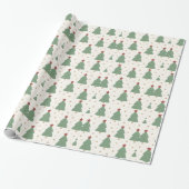 Papier Cadeau Cute Minimalist Christmas Tree Pattern – Festive (Déroulé)