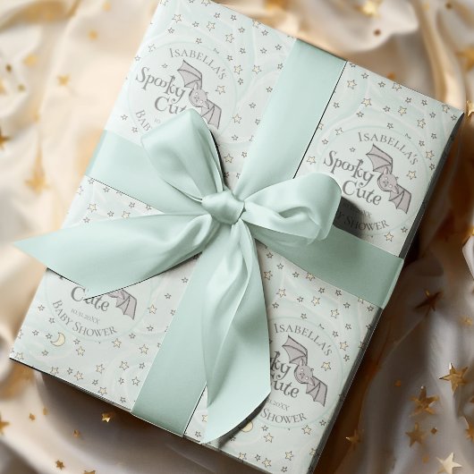 Papier Cadeau Cute Mint Éffrayant Cute Octobre Baby shower