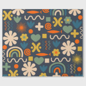Papier Cadeau Cute Miscellany Motif scandinave Bleu orange (Plat)