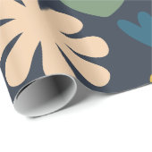 Papier Cadeau Cute Miscellany Motif scandinave Bleu orange (Coin rond)