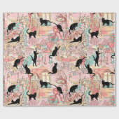 Papier Cadeau Cute moderne Aquarelle Café Motif Chat (Plat)