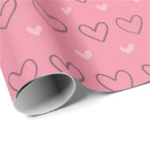 Papier Cadeau Cute Moderne Blush Rose Coeurs d'amour (Coin rond)