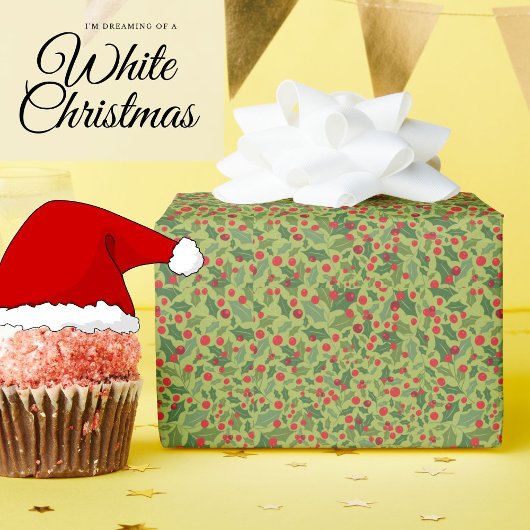 Papier Cadeau Cute Moderne Mistletoe Hollyberry