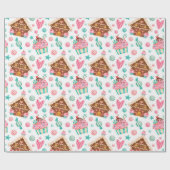 Papier Cadeau Cute Moderne Rose Bleu Aquarelle Traitements de No (Plat)