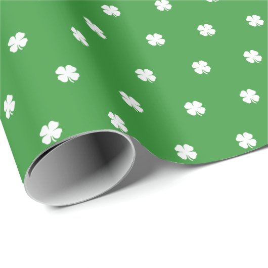 Papier Cadeau Cute Moderne Simple Vert Lucky Cloches (Coin rond)