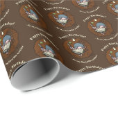 Papier Cadeau Cute Mole Happy Birthday Favourite Writer Cartoon (Coin rond)