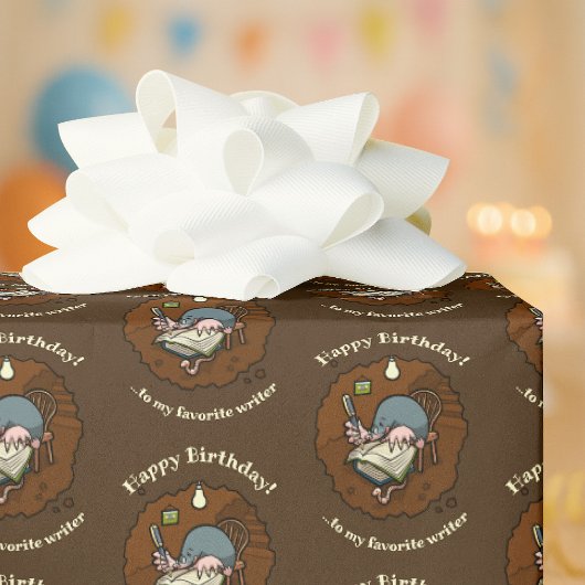 Papier Cadeau Cute Mole Happy Birthday Favourite Writer Cartoon