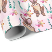 Papier Cadeau Cute Motif Bunny (Coin rond)