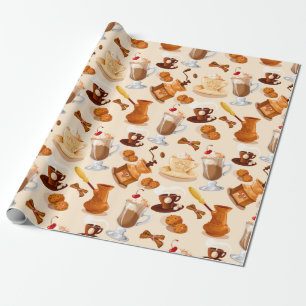 Papier Cadeau Cute Motif café