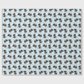 Papier Cadeau Cute Motif chiot bleu (Plat)