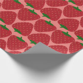 Papier Cadeau Cute Motif de fraise rétro en rouge et rose (Coin)