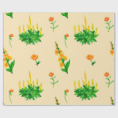 Papier Cadeau Cute motif floral sans soudure avec illus dessiné  (Plat)