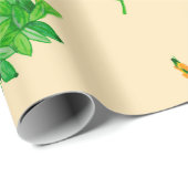 Papier Cadeau Cute motif floral sans soudure avec illus dessiné  (Coin rond)