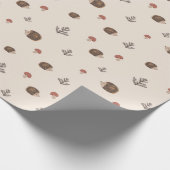 Papier Cadeau Cute Motif forestier de Hérisson et Champignons (Coin)