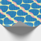 Papier Cadeau Cute Motif fraise rétro en bleu et rose (Coin)