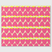 Papier Cadeau Cute Motif fraise rétro en rose vif (Plat)