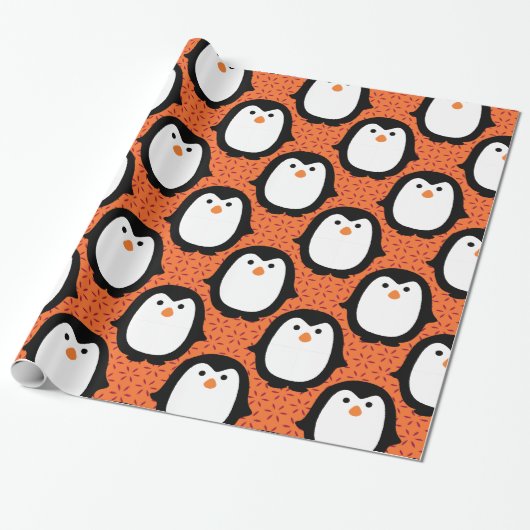 Papier Cadeau Cute Motif Penguin (Déroulé)