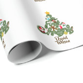 Papier Cadeau Cute My First Christmas Tree Name Pattern (Coin rond)