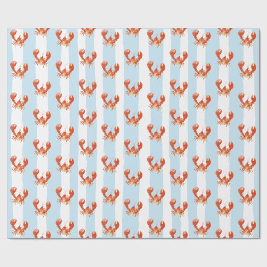Papier Cadeau Cute Nautical Lobster Crawfish Pattern (Plat)