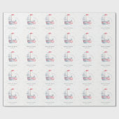 Papier Cadeau Cute Nautical Soft Red Blue Anniversaire de enfant (Plat)