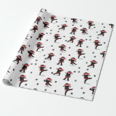 Papier Cadeau Cute Ninja Guerrier Enfants Noir & Rouge Motif (Déroulé)