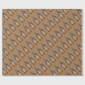 Papier Cadeau Cute Noël Gnome café de Noël (Plat)