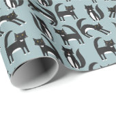 Papier Cadeau Cute noir et blanc Motif de chat Tuxedo (Coin rond)