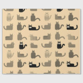 Papier Cadeau Cute Noir & Gris, Minimal Chat Animal Anniversaire (Plat)