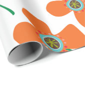 Papier Cadeau Cute Orange Daisy Pop Été Fleur Whimsical Cadeau (Coin rond)
