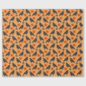 Papier Cadeau Cute Orange Halloween Crow Citrouille Motif (Plat)