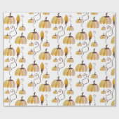 Papier Cadeau Cute Orange Pastel Citrouille d'aquarelle (Plat)