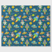 Papier Cadeau Cute Outer et astronaute (Plat)