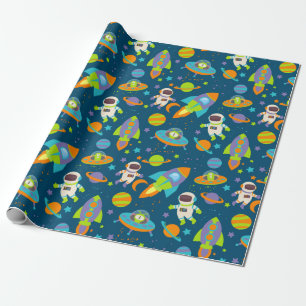 Papier Cadeau Cute Outer et astronaute