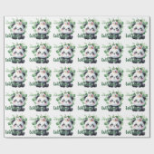 Papier Cadeau Cute Panda Aquarelle Verdure Motif Anniversaire (Plat)