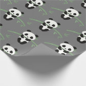 Papier Cadeau Cute Panda Bear Bambou Motif Gris (Coin)
