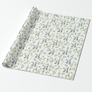 Papier Cadeau Cute Panda Bear Cub Bambou Verdure Découpage