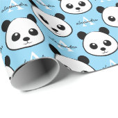 Papier Cadeau Cute Panda Bear – Personalized Monogram  (Coin rond)