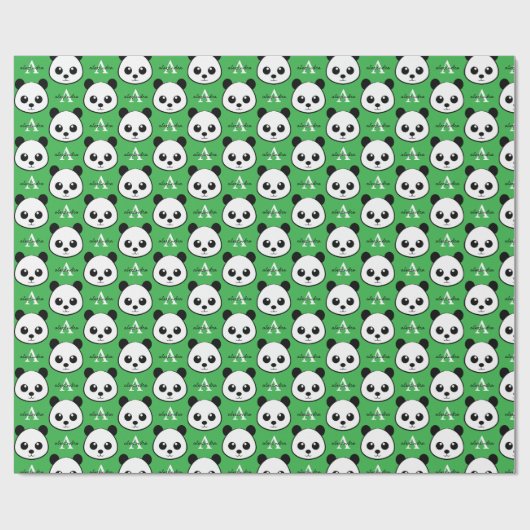 Papier Cadeau Cute Panda Bear – Personalized Monogram  (Plat)