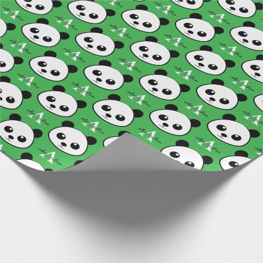 Papier Cadeau Cute Panda Bear – Personalized Monogram  (Coin)