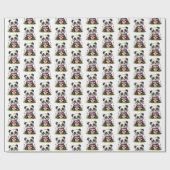 Papier Cadeau Cute panda bear Valentine tiled pattern  (Plat)