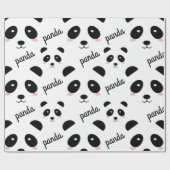 Papier Cadeau Cute Panda Face Motif Anniversaire Blanc (Plat)